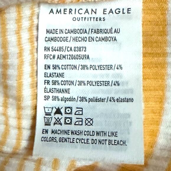 American Eagle Striped Ribbed Halter Crop Top Women’s Small Orange White NWT - Picture 5 of 7